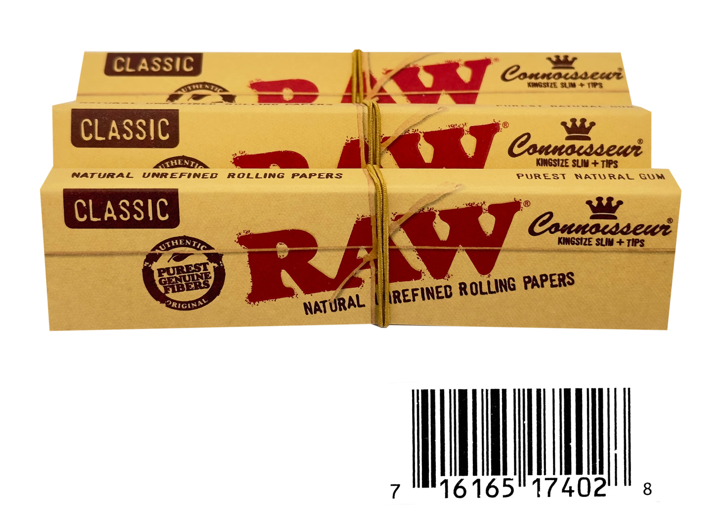 One Pack of Raw Classic Kingsize Slim Rolling Papers + Tips 24 pack