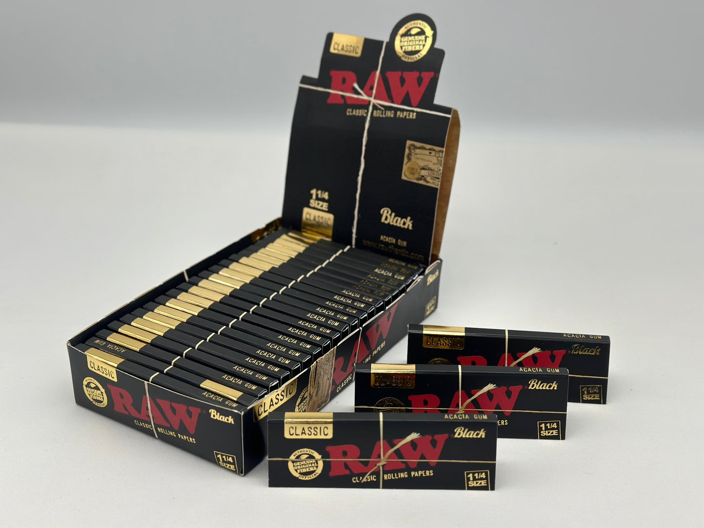 3 X booklets Raw 1-1/4 Black Rolling Papers. Total 3 Booklets