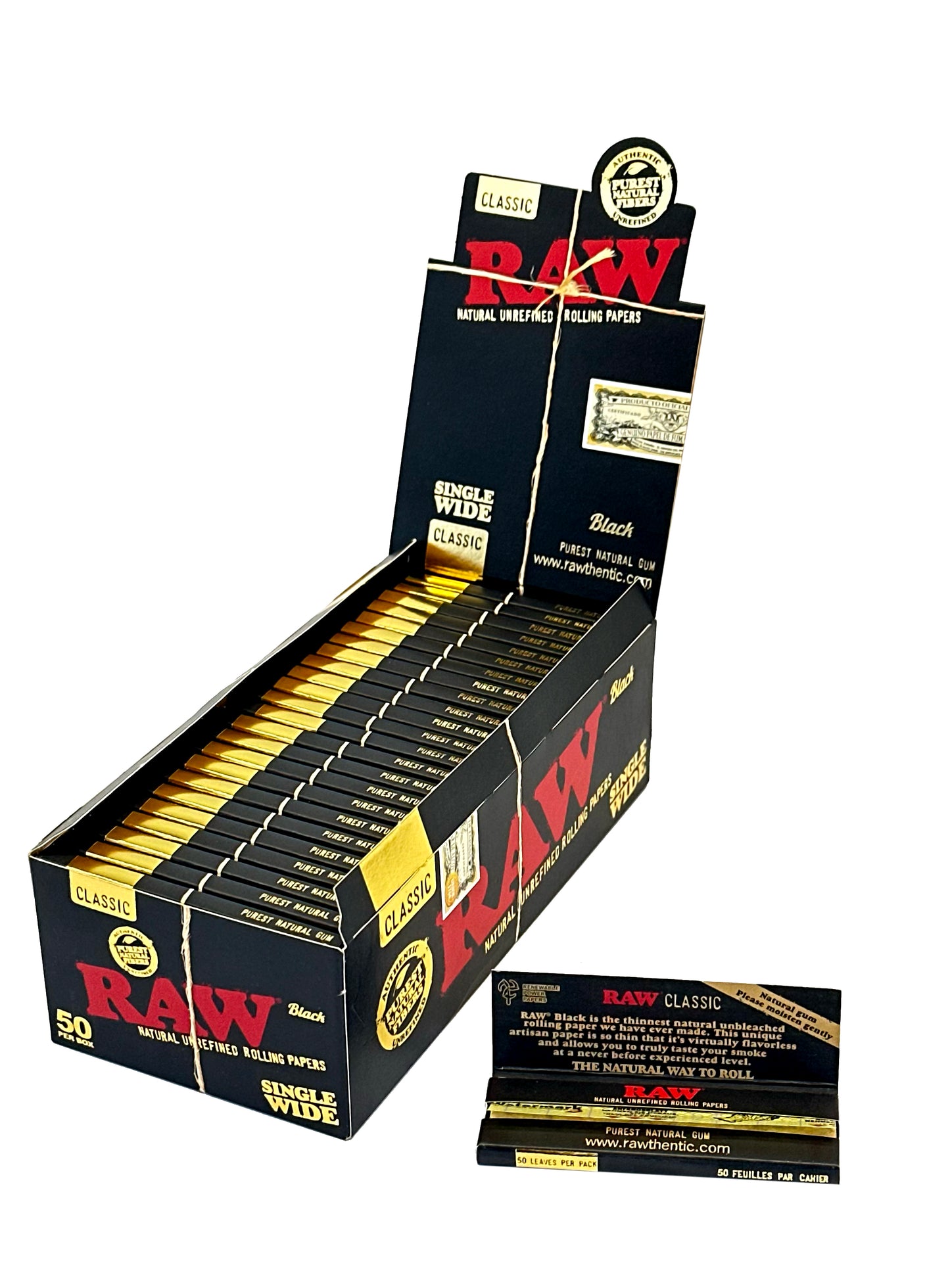 RAW Black Classic Single Wide Rolling Papers