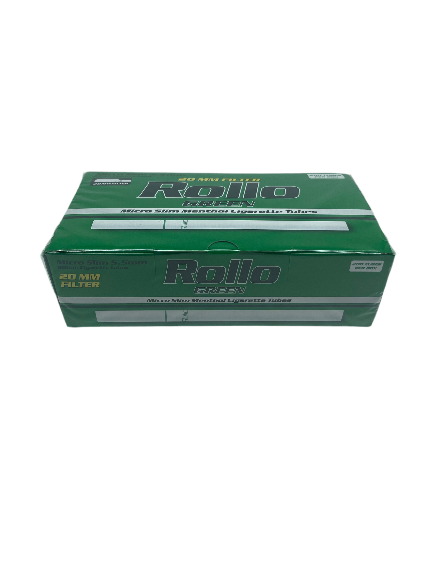 200 X Rollo 5.5mm Micro Slim Green Menthol 20mm Filter Tubes. One Pack of 200 Tubes