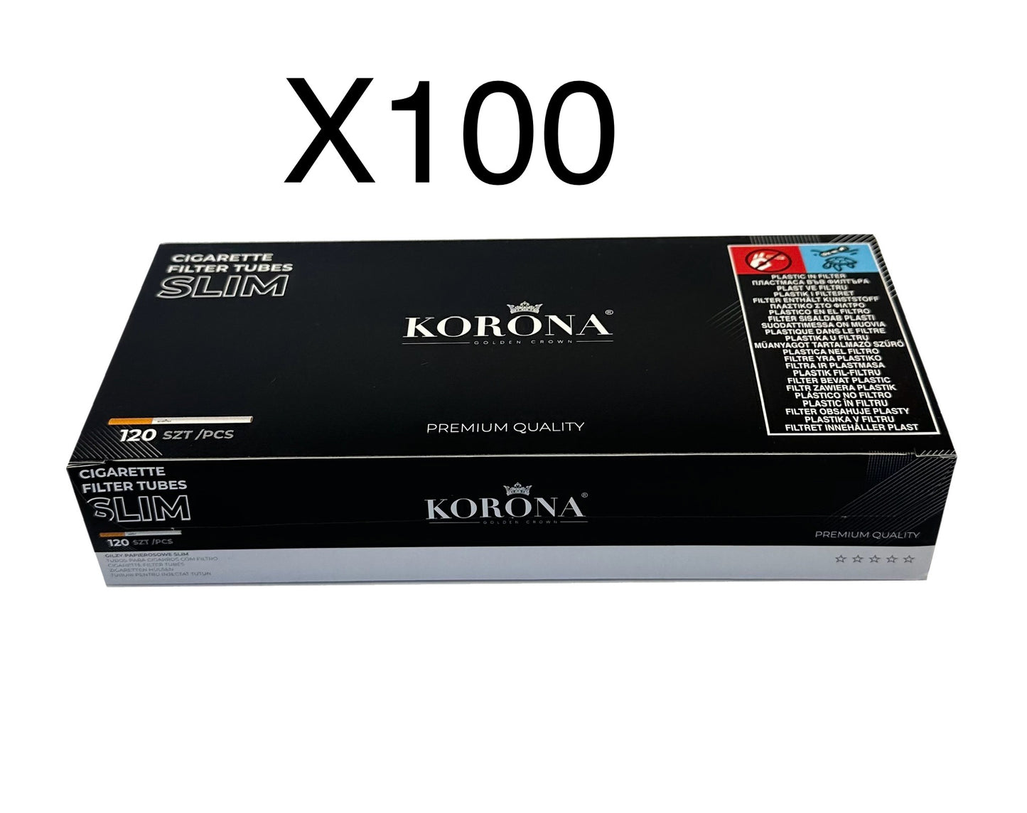12,000 X Korona Filter Empty Tubes Slim 6.5mm 100 Packs of 120 Tubes. Total of 12,000 Tubes Bulk