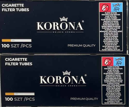 One Pack of Korona Filter Empty Tubes King Size 8mm. One Pack Has 100 Tubes
