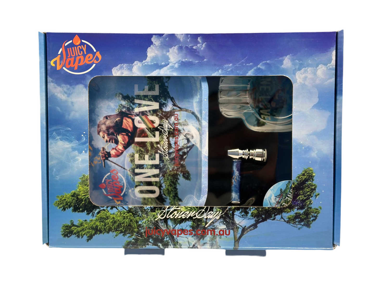 One Love Smoking Gift set with Pipe, Grinder Ashtray & Rolling Tray