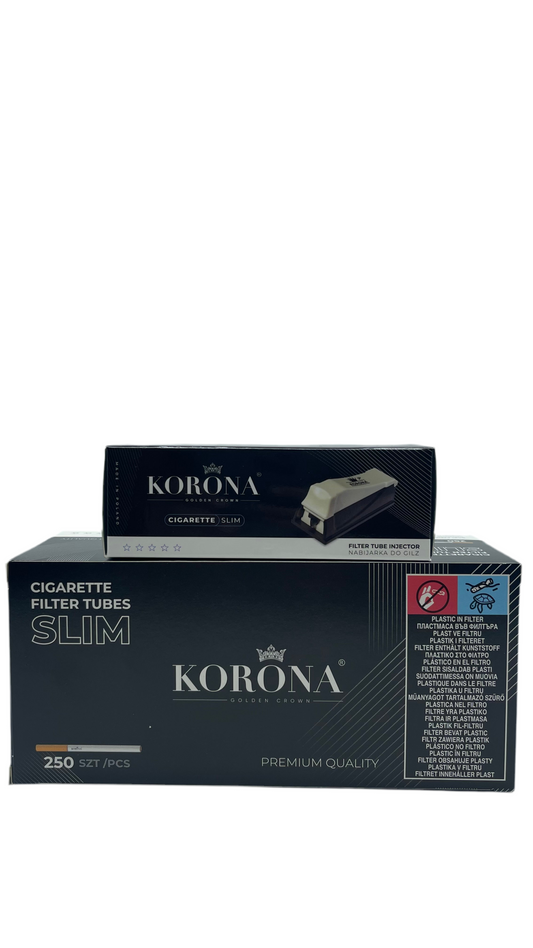 250 X Korona 6.5mm Ultra Slim Filter Tubes Premium Quality. 250 Tubes Per Pack