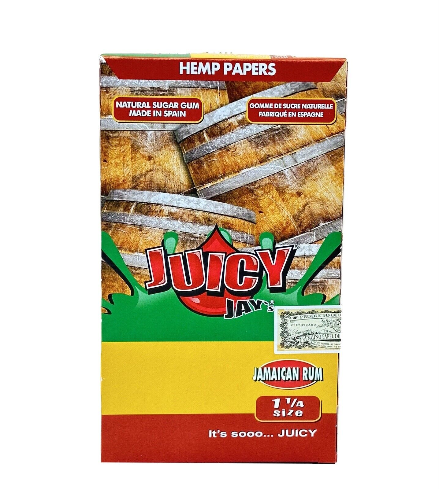 One pack of 24 X Booklets Juicy Jays Jamaican Rum 1-1/4 Flavoured Rolling Papers