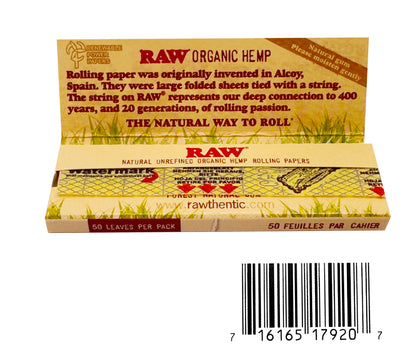 Raw Single Wide Organic Hemp Rolling Papers