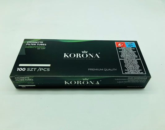 Korona Menthol King Size. One Pack of Korona Filter Empty Tubes Menthol King Size. One Pack Has 100 Tubes