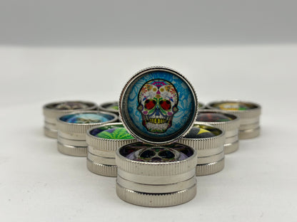 Small Mini Pocket Metal Herb Tobacco Grinder Hand Muller Smoke Crusher Spice. Designs selected randomly