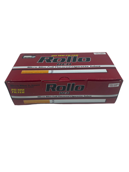200 X Rollo 5.5mm Micro Slim Red 20mm Filter Tubes. One Pack of 200 Tubes