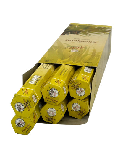 Flute fragrant charcoal incense sticks EUCALYPTUS 6 Hex packets of 20 sticks. Total 120 Sticks