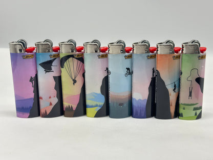 5 X Large BIC Lighters Multicoloured. Designs Selected Randomly Total of 5 Lighters