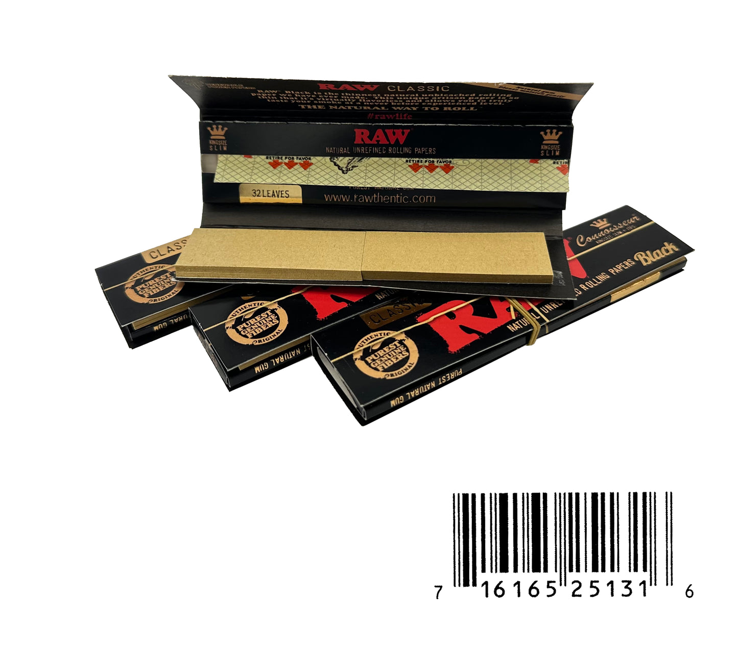 RAW Black Classic Rolling Papers King Size Slim +Tip