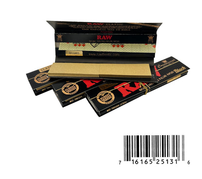 RAW Black Classic Rolling Papers King Size Slim +Tip