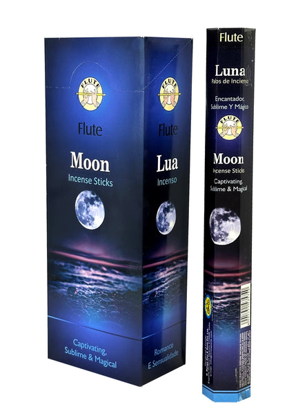 Flute fragrant charcoal incense sticks MOON 6 Hex packets of 20 sticks.