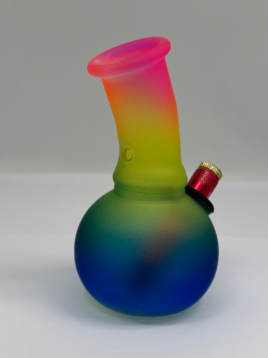 Small Rainbow 14 cm Glass Smoking Pipe, Water Pourer Cp& Stem Included