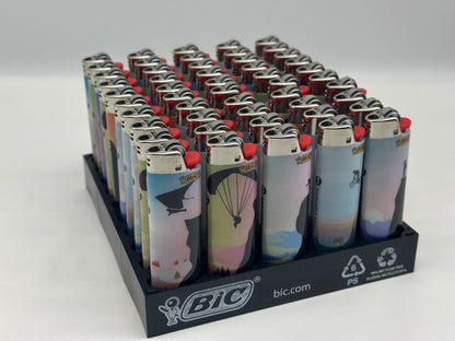 One Pack of 50 X Large Bic Lighters Maxi Multi Coloured Cigarette Lighters