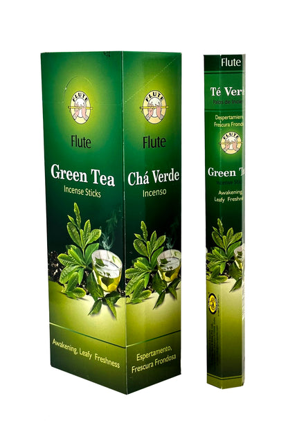 Flute fragrant charcoal incense sticks GREEN TEA 6 Hex packets of 20 sticks.Total 120 Sticks