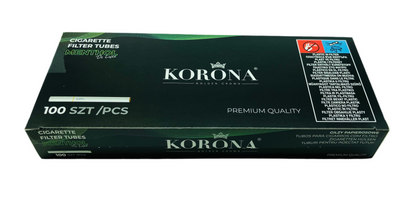 Korona Menthol King Size. One Pack of Korona Filter Empty Tubes Menthol King Size. One Pack Has 100 Tubes