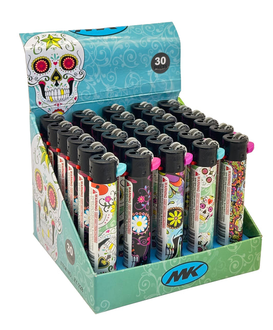 One Pack of 30 X MK Round Lighters Different Designs