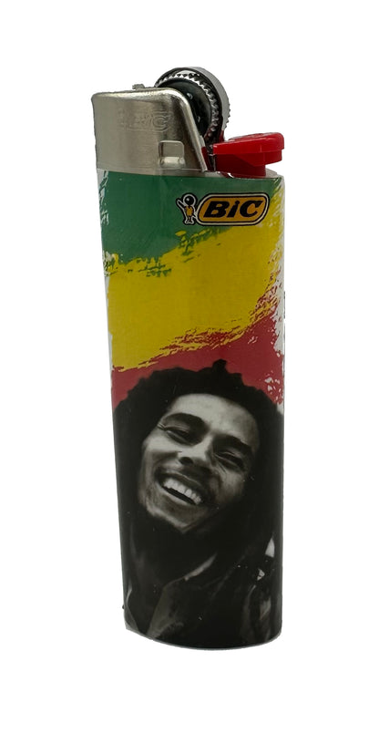 One Pack of 50 X Large Bic Lighters Maxi Multi Coloured Bob Marley Design