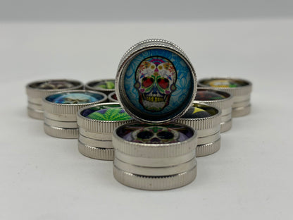 Small Mini Pocket Metal Herb Tobacco Grinder Hand Muller Smoke Crusher Spice. Designs selected randomly