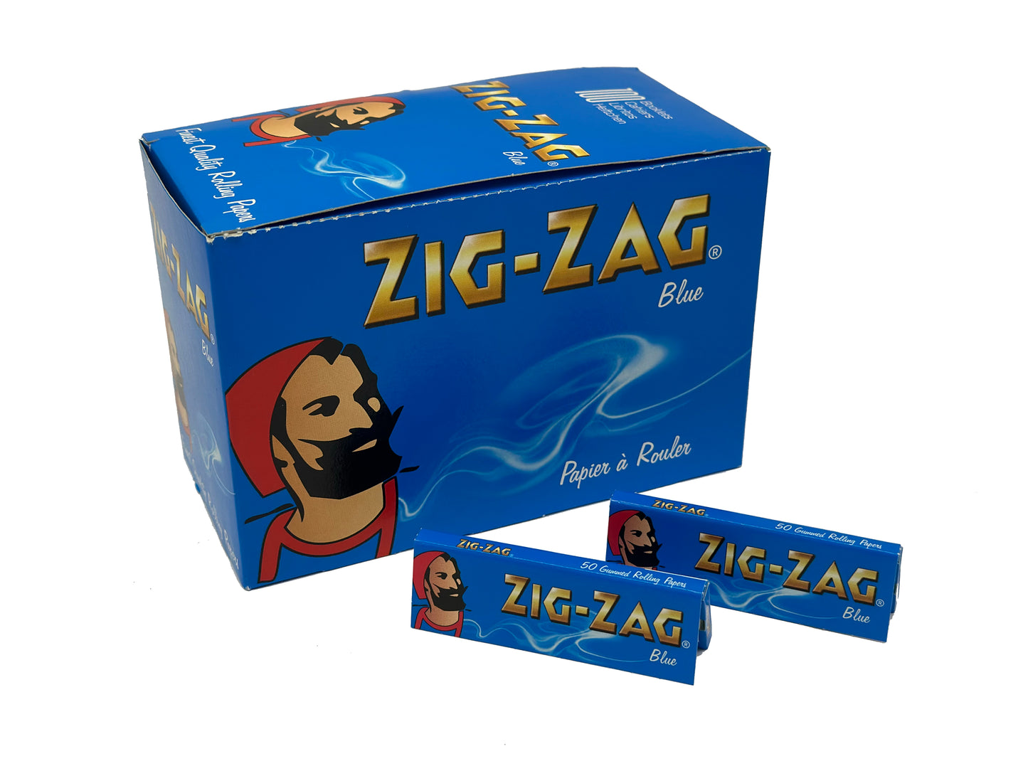 One Pack Of 100 X Booklets ZIG ZAG Blue Natural Rolling Papers.