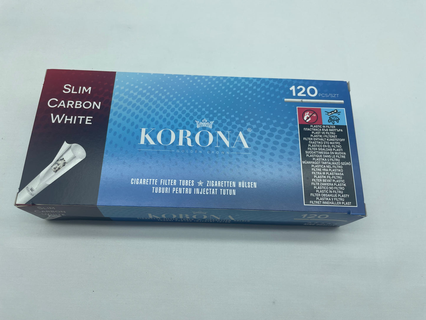 Slim Carbon White. One Pack of Korona Filter Tube Slim Carbon White. One Pack Has 120 Tubes