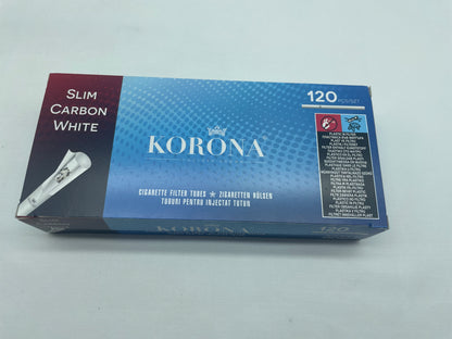 Slim Carbon White. One Pack of Korona Filter Tube Slim Carbon White. One Pack Has 120 Tubes