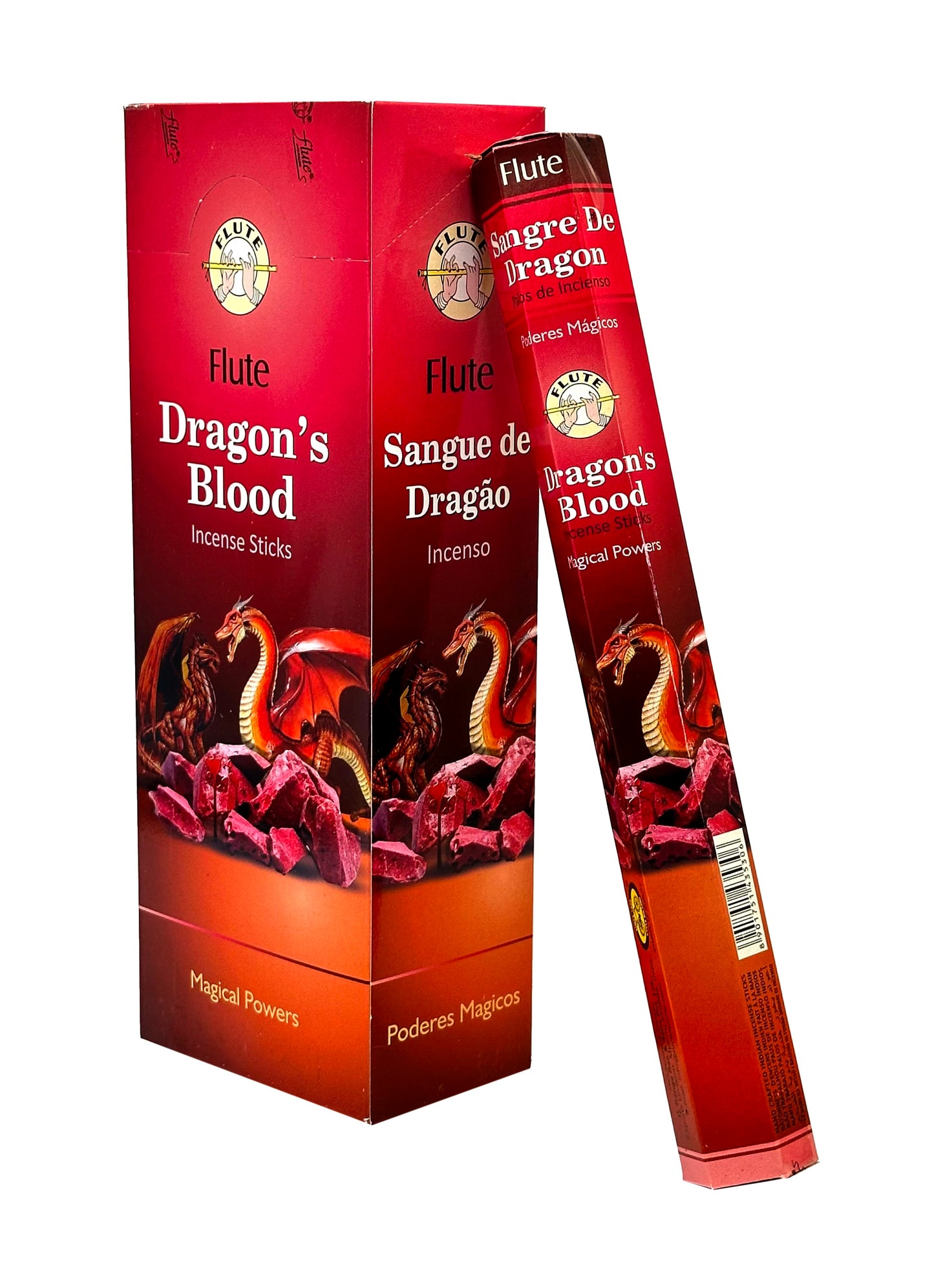 Flute fragrant charcoal incense sticks DRAGON’S BLOOD 6 Hex packets of 20 sticks. Total 120 Sticks