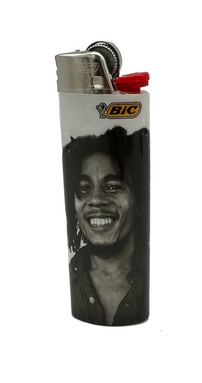 One Pack of 50 X Large Bic Lighters Maxi Multi Coloured Bob Marley Design