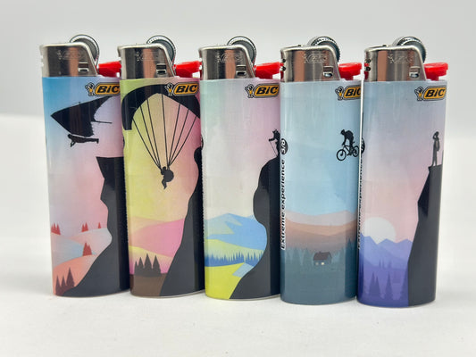 5 X Large BIC Lighters Multicoloured. Designs Selected Randomly Total of 5 Lighters