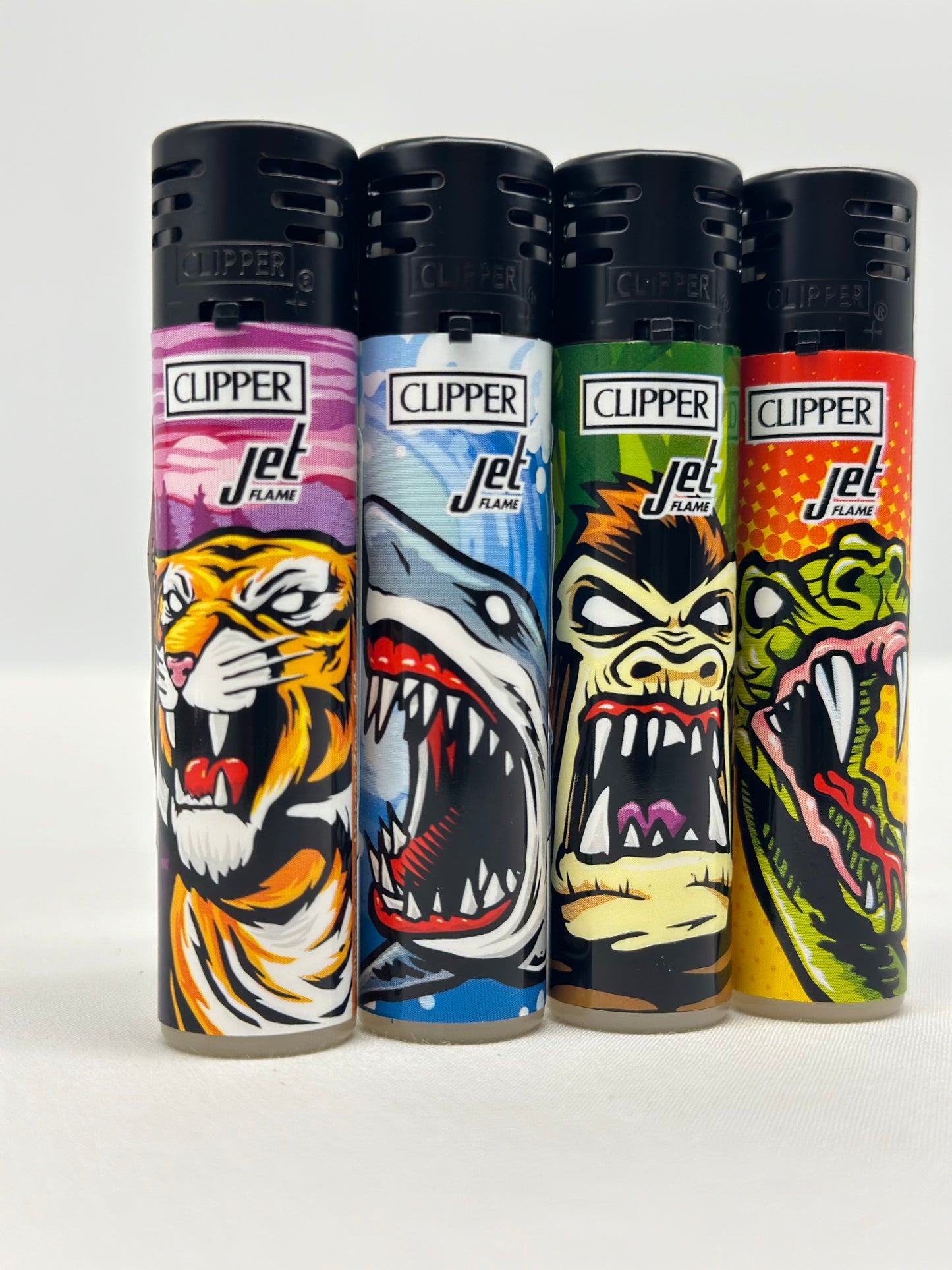 4 X Clipper Jet Flame Lighter, Refillable Wind Proof. 4 Lighters