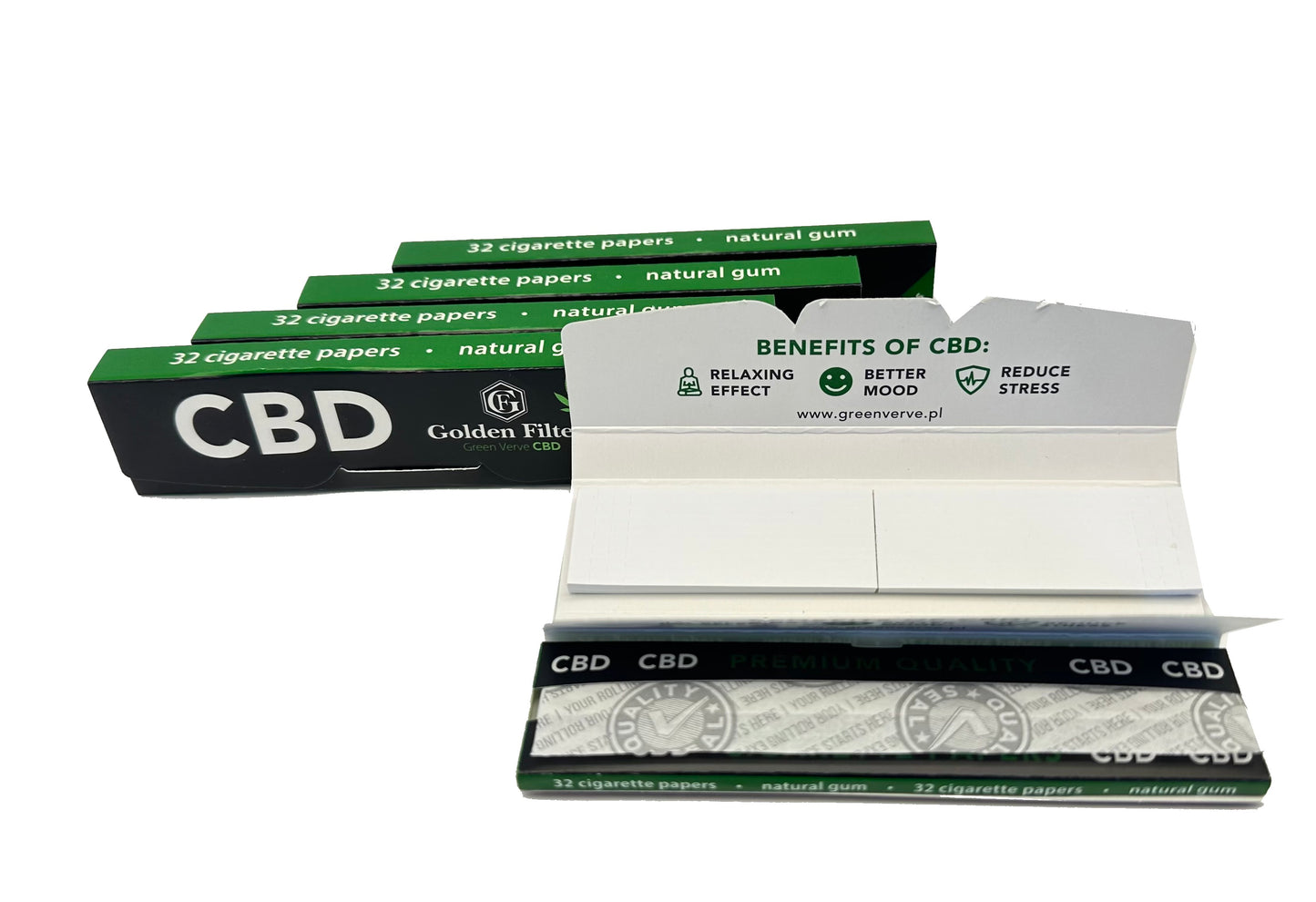 One Pack of 24 X Booklets Of Golden CBD Rolling Papers. King size slim + Tips. Premium Quality