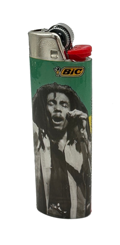 One Pack of 50 X Large Bic Lighters Maxi Multi Coloured Bob Marley Design