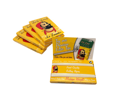 One Box Of 25 PK Yellow Double ZIG-ZAG Rolling Papers, 100 Gummed Rolling Papers Per Book