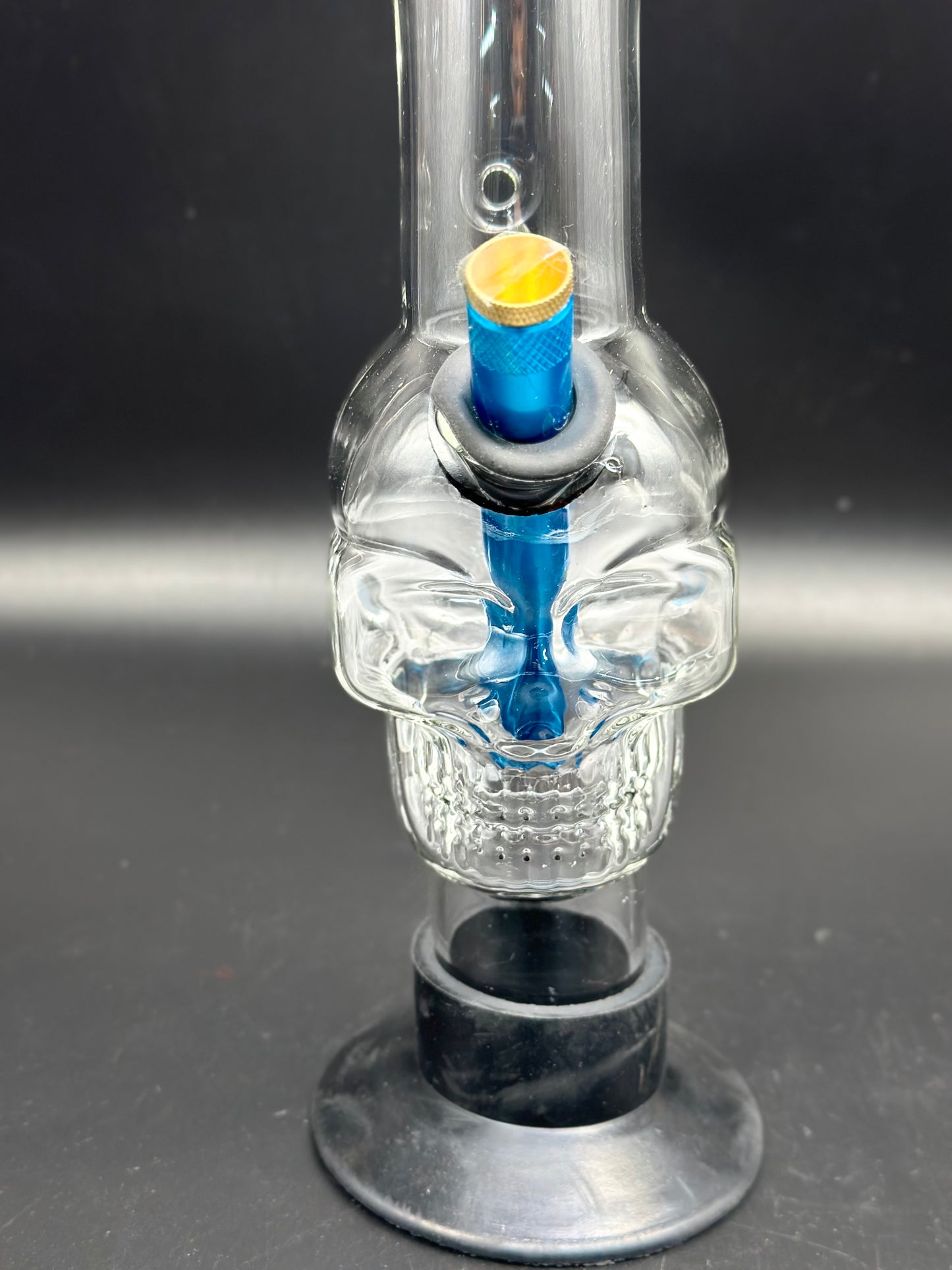 Skull Glass Smoking Pipe, Water Pourer Cp& Stem Included