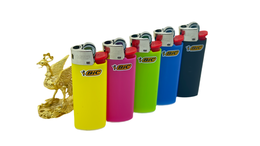 5 X Mini Bic Lighters. 5 Lighters colours selected randomly