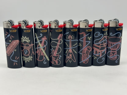 5 X Large BIC Lighters Multicoloured. Designs Selected Randomly Total of 5 Lighters
