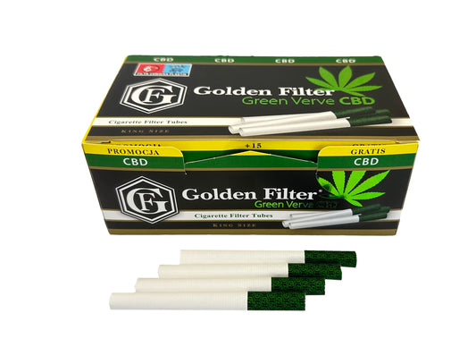 One Pack of Golden Filter CBD Tubes Green King Size Empty Tubes. 100 Tubes