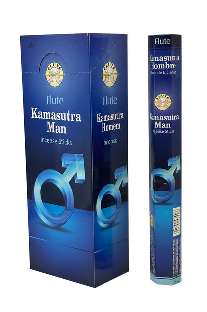 Flute fragrant charcoal incense sticks KAMASUTRA MAN 6 Hex packets of 20 sticks. Total 120 Sticks