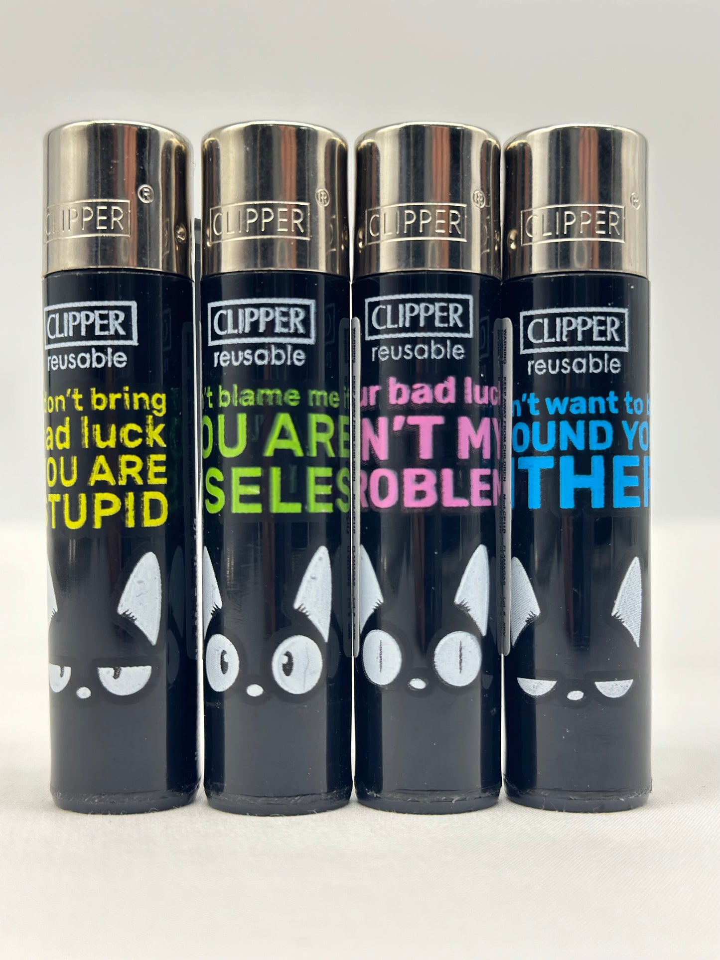 4 X Clipper Reusable Lighter. Total of 4 Lighters. Designs selected randomly