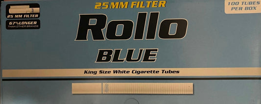 Filled Rollo King Size Blue. 100 Filled Tubes. One Pack