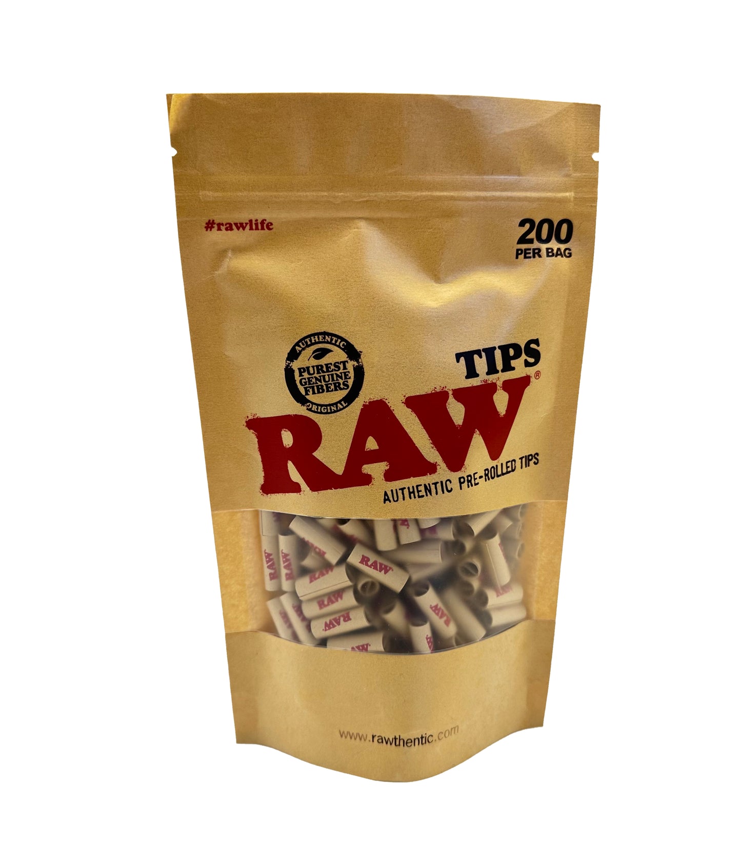 RAW Natural Classic Pre Rolled Tips. 200 Tips Per Bag