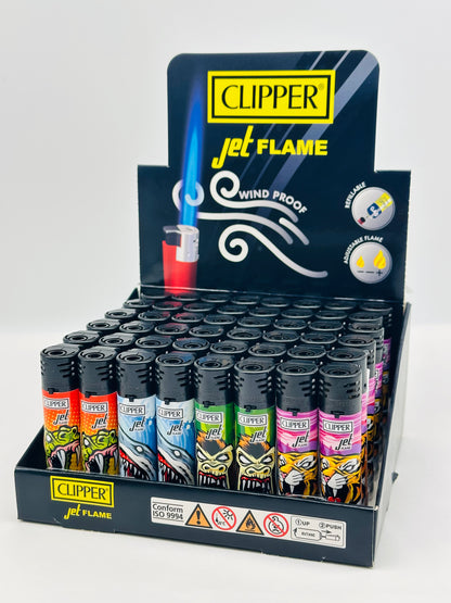 4 X Clipper Jet Flame Lighter, Refillable Wind Proof. 4 Lighters