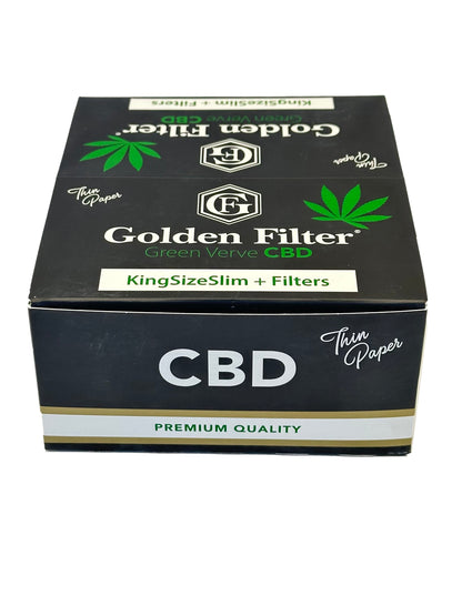 One Pack of 24 X Booklets Of Golden CBD Rolling Papers. King size slim + Tips. Premium Quality