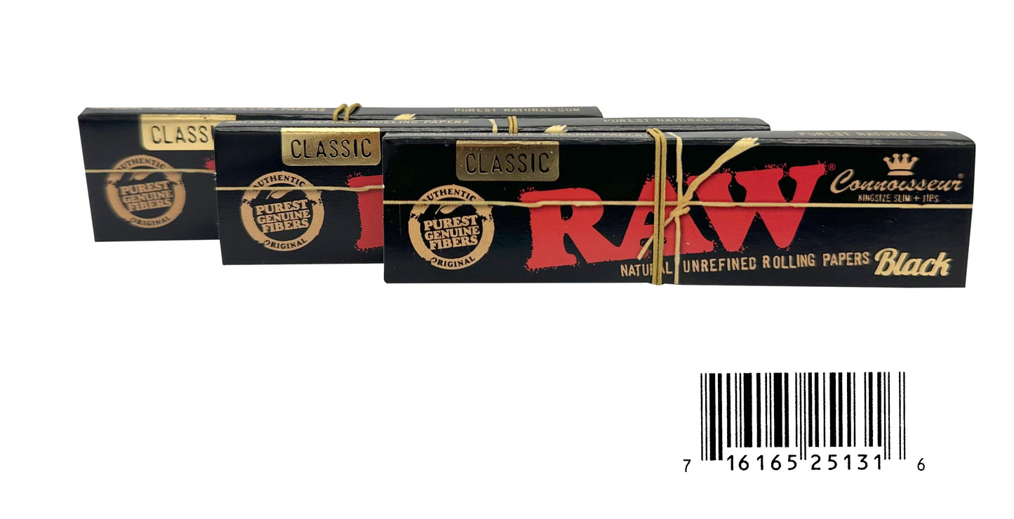 RAW Black Classic Rolling Papers King Size Slim +Tip