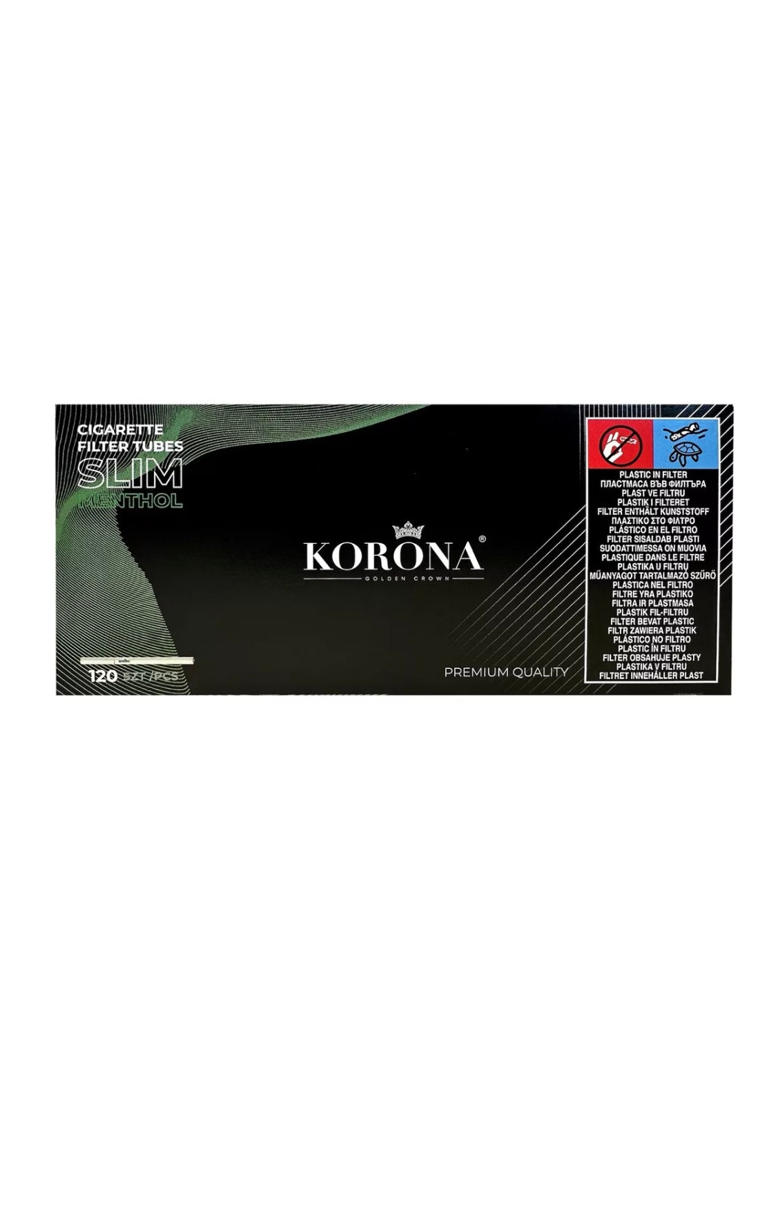 Korona Menthol Filter Empty Tubes Slim. Zero Tobacco. Each Pack Has 120 Tubes