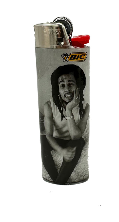 One Pack of 50 X Large Bic Lighters Maxi Multi Coloured Bob Marley Design