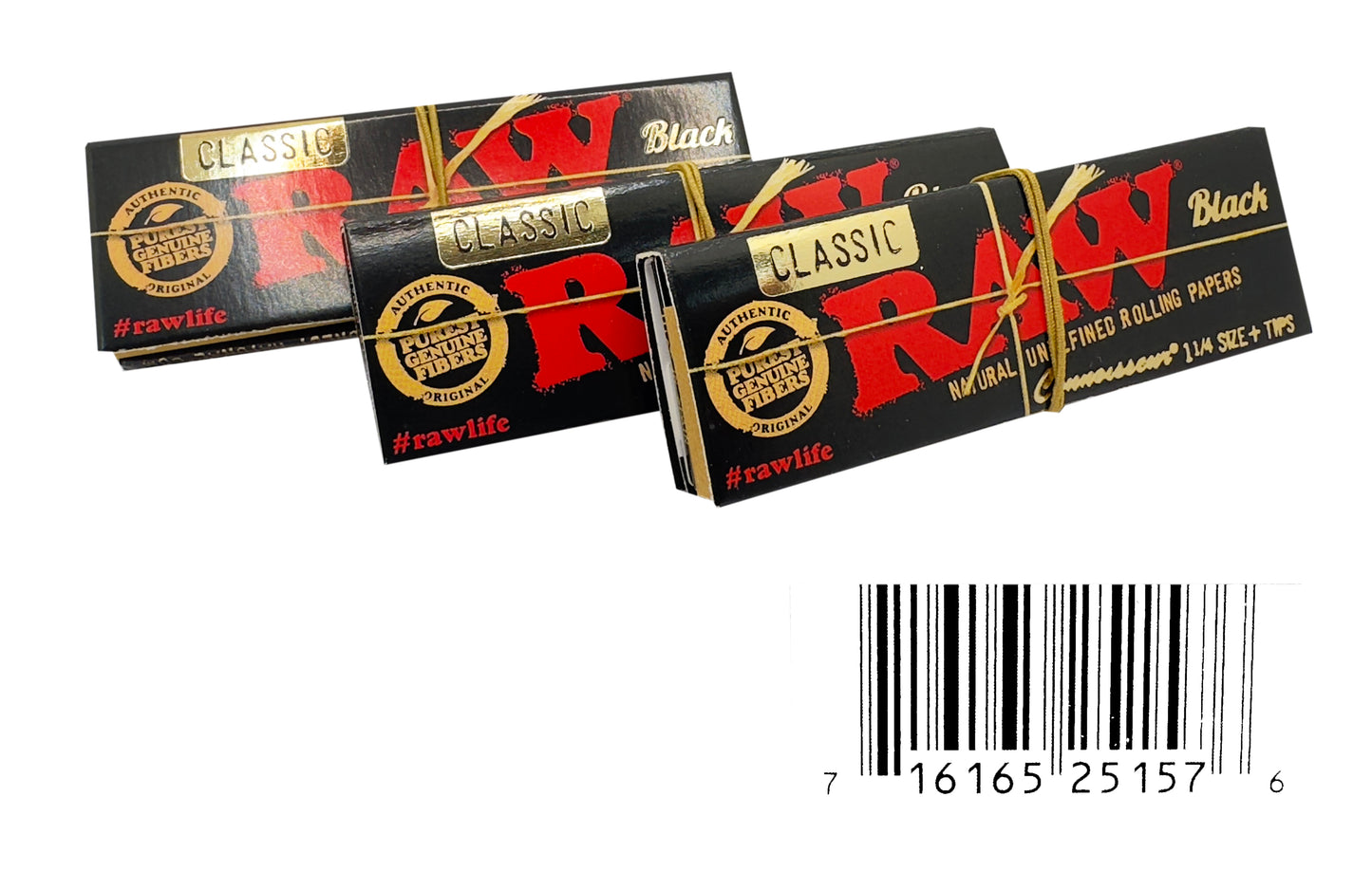 RAW 1-1/4 + Tips Black Classic Rolling Papers