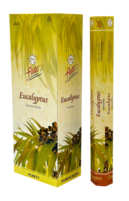 Flute fragrant charcoal incense sticks EUCALYPTUS 6 Hex packets of 20 sticks. Total 120 Sticks